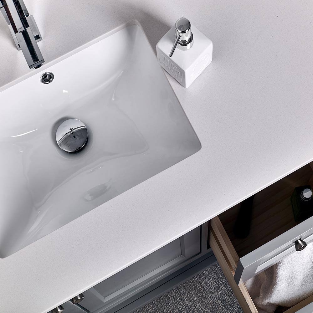 Gray 48" Single Bathroom Vanity with Quartz Top