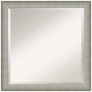 Medium Square Elegant Brushed Pewter Beveled Glass Casual Mirror (23 in. H x 23 in. W)