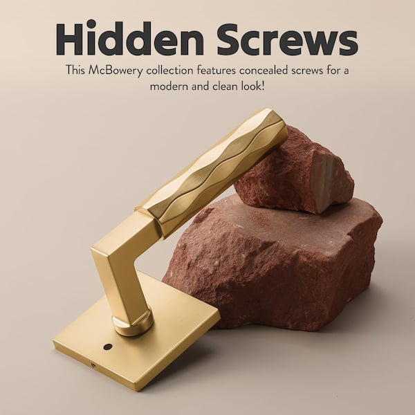 Hailey Champagne Gold Bed/Bath and Hall/Closet Modern Door Handle, Square Plate and Concealed Screws (Privacy/Passage)