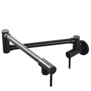 Double Handle Wall Mounted Pot Filler Kitchen Faucet Included Installation Accessories in Oil Rubbed Bronze