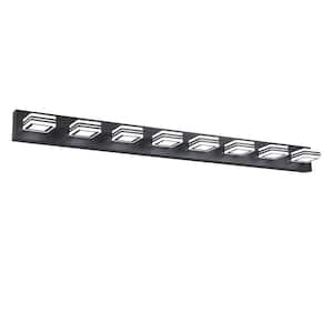 Zeus 52 in. 8-Light Black Bathroom LED Vanity Light with Dimmable and Easy installation