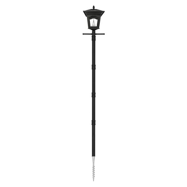 GAMA SONIC Peking Solar Black Outdoor Post Lamp with EZ Anchor