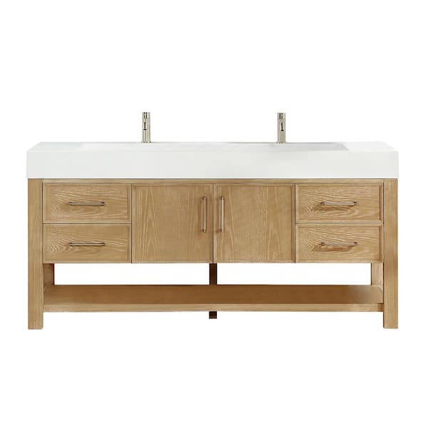 ROSWELL Vera 72 in.W x 19.7 in.D x 34.6 in.H Single Sink Bath Vanity in Ash Grey with White Composite Sink Top