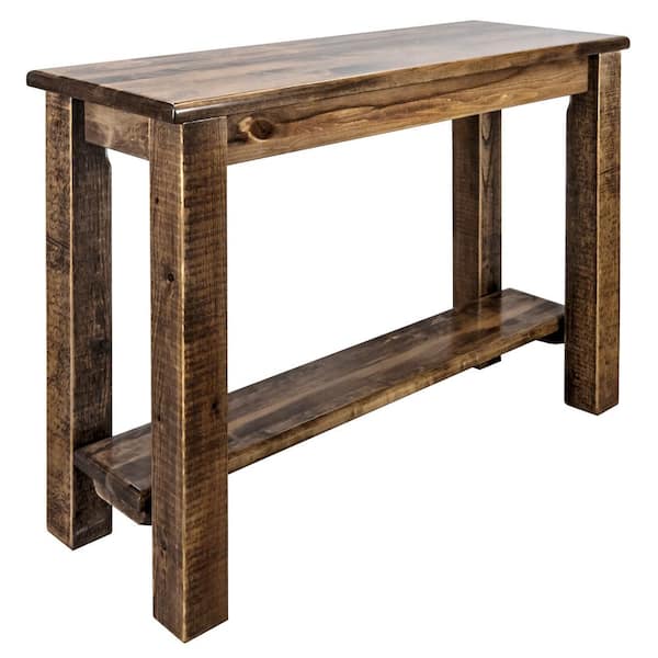 Homestead 42 in. Brown Standard Rectangle Wood Console Table with Shelf