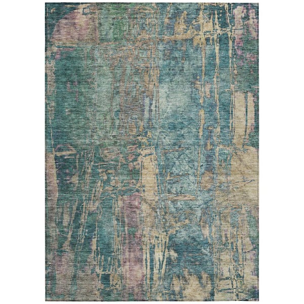 Chantille Machine Washable Indoor/Outdoor Abstract ACN2236 Teal 10 ft. x 14 ft. Area Rug