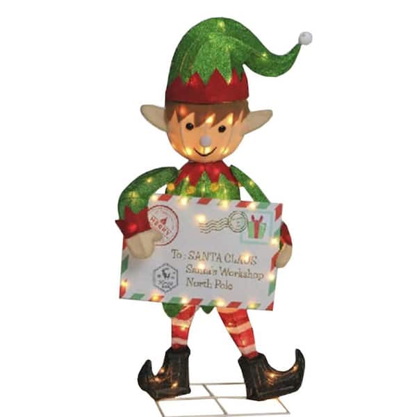 VEIKOUS 4.5 ft. 3D Elf Messenger with Envelope Outdoor Christmas Holiday Yard Decoration Warm White LED Lights