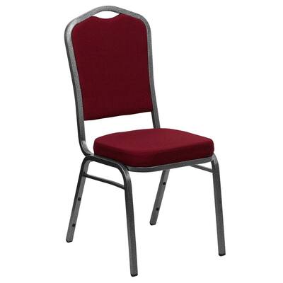 Burgundy Fabric/Silver Vein Frame Stack Chair