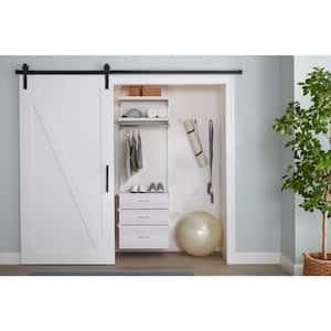 Genevieve 2 ft. White Adjustable Closet Organizer Hanging Rod with 3 Drawers
