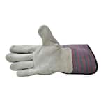 Premium Suede Leather Work Gloves with Extra Long Rubberized Safety Cuff (5-Pair Pack)