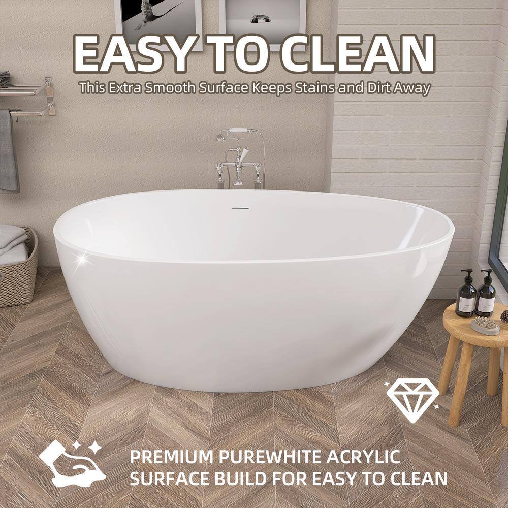 59'' x 29.5'' Freestanding Soaking Acrylic Bathtub