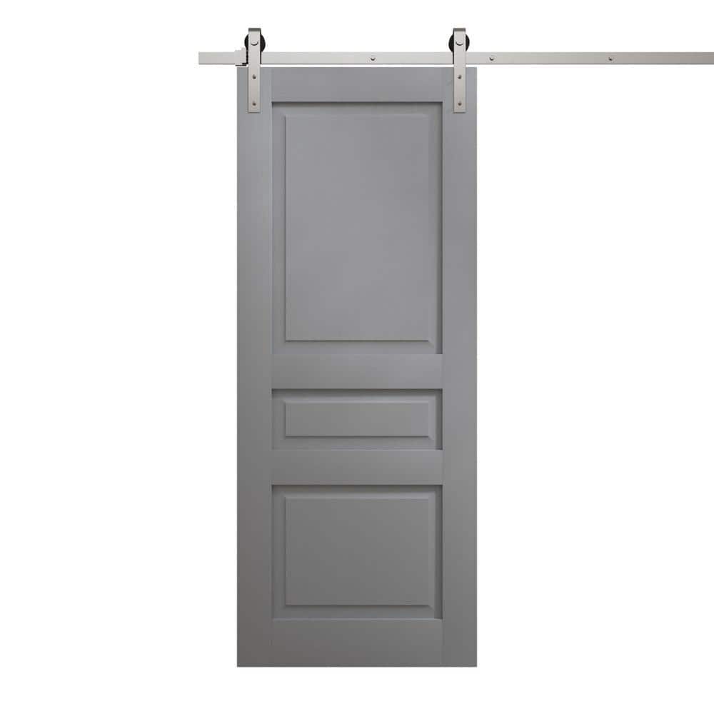 Assembly Required 42 in. x 96 in. Painted Grey Oak Solid Wood Single Barn Door Slab With Hardware price history on PriceWatchPro