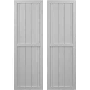 17-1/2-in W x 48-in H Americraft 5 Board Exterior Real Wood Two Equal Panel Framed Board and Batten Shutters Primed