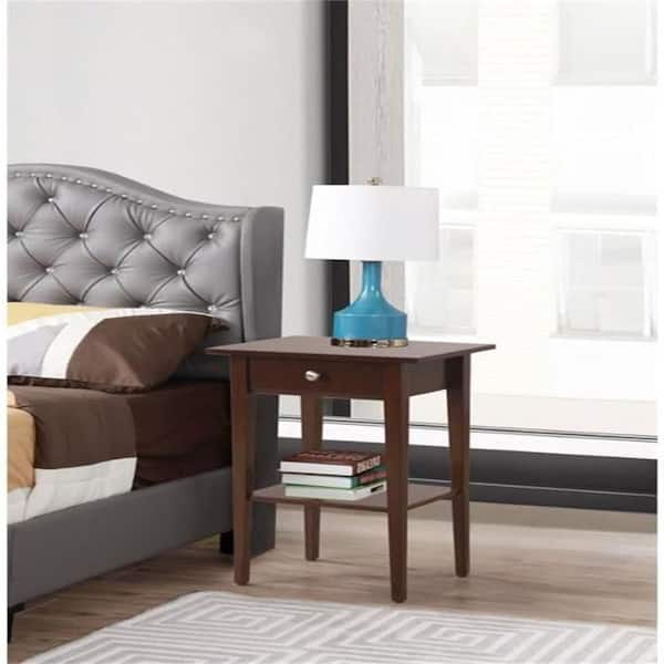 Burgundy Finish, 1 Drawer Nightstand