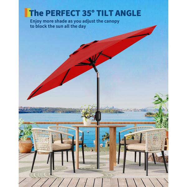 heavy duty aluminum round patio tilt umbrella Cantilever The premium polyester canopy is waterproof CARBUTLER 10 ft. Round Aluminum