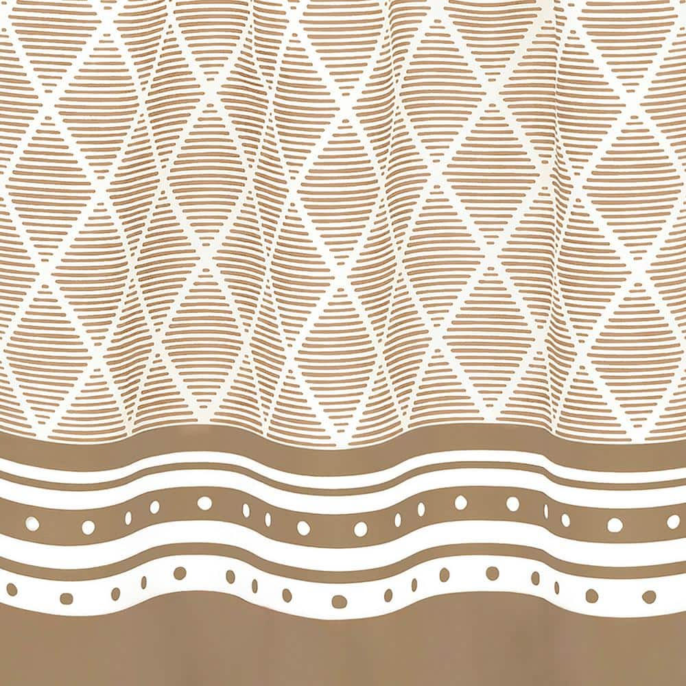 Boho Chic White and Mocha Polyester Tier Valance Set