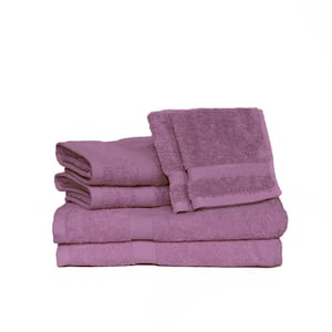 Deluxe 6-Piece Lilac Solid Cotton Bath Towel Set