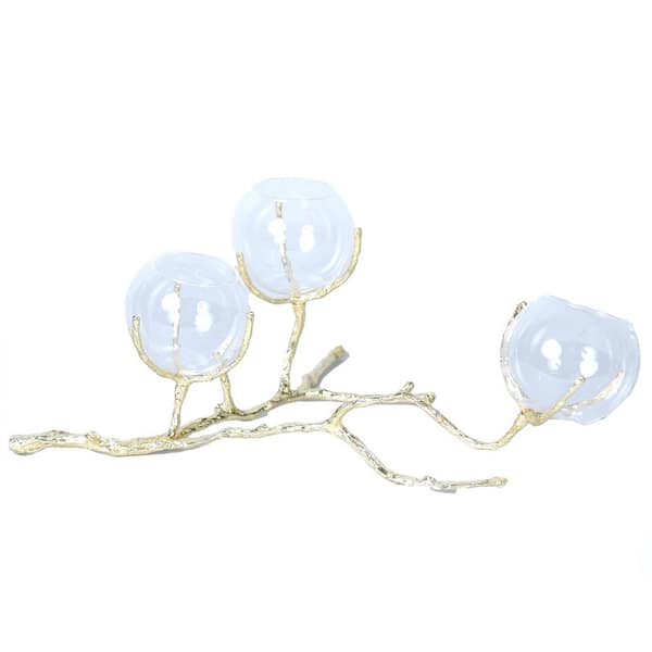 Unbranded Brass and Glass Tea Light Candle Holder for 3 Candles - Organic and Chic Home Decor