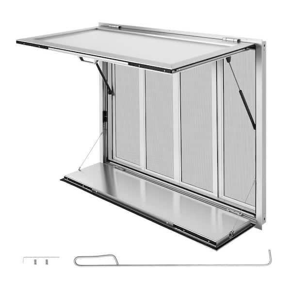 Concession Window with Folding Shelf 48x36in. Aluminum Alloy Service Window Adjustable Up to 85 Degrees, for Food Trucks