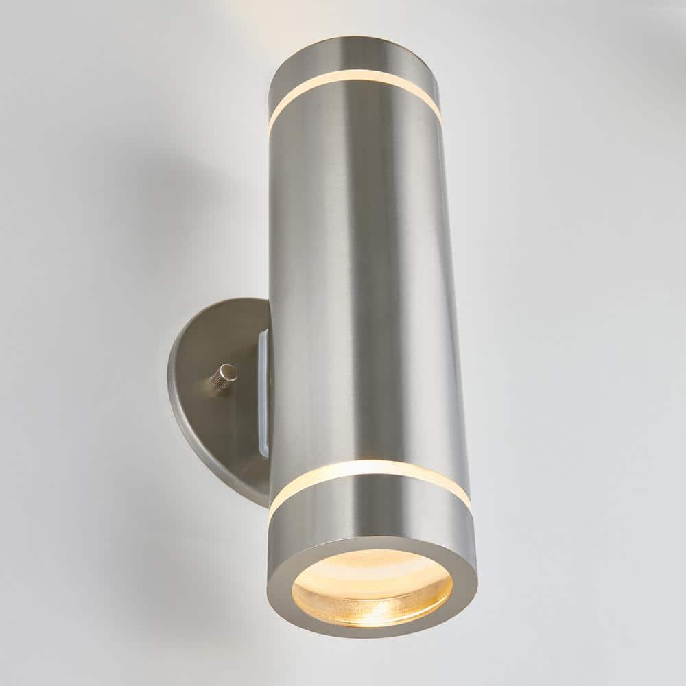 Modern Stainless Steel Cylinder Wall Sconce with Frosted Glass