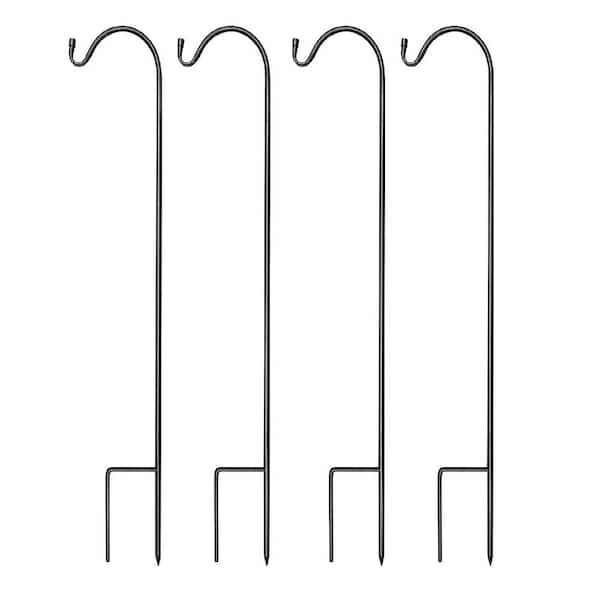 Misopily Outdoor Extendable Garden Planter Stakes for Bird Feeders in Black for Garden Set of 4