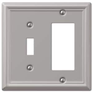 Ascher 2-Gang Brushed Nickel 1-Toggle/1-Rocker Stamped Steel Wall Plate
