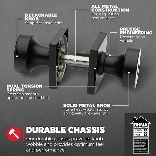 Kwikset Pismo Matte Black Keyed Entry Square Door Knob featuring