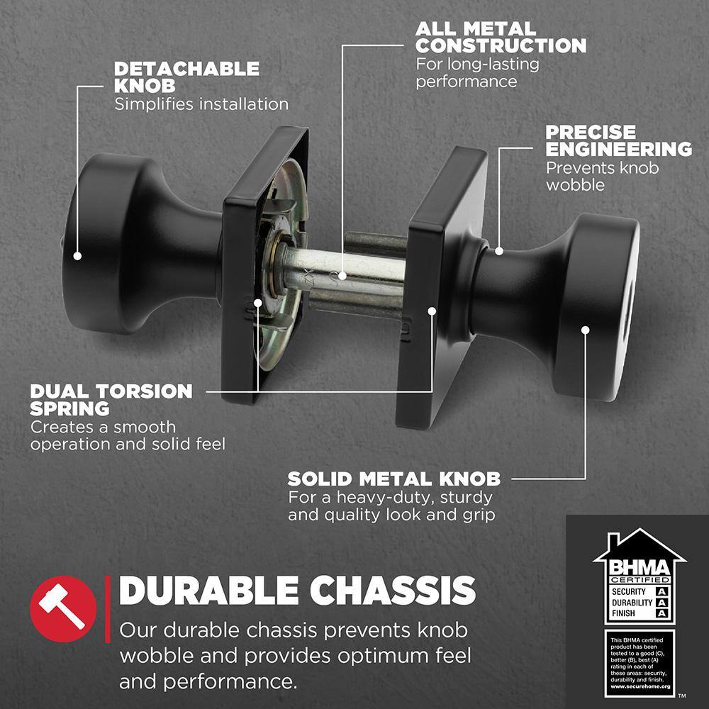 Matte Black Modern Metal Keyed Entry Door Knob