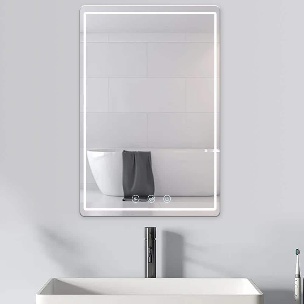 24 in. W x 36 in. H Rectangular Frameless Wall Bathroom Vanity Mirror with 