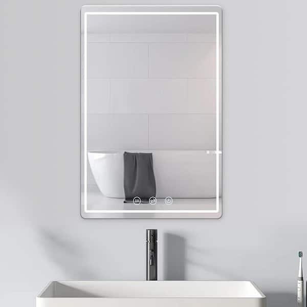 Unbranded 24 in. W x 36 in. H Rectangular Frameless Wall Bathroom Vanity Mirror with LED Lights, Front and Backlight