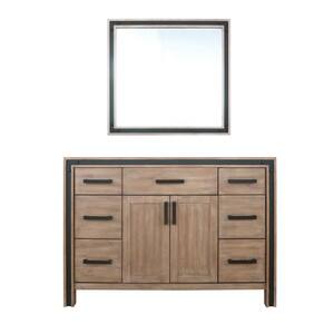 Ziva 48 in. W x 22 in. D Rustic Barnwood Double Bath Vanity without Top and 34 in Mirror
