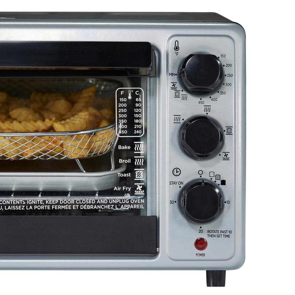 Black 6-Slice Air Fryer Toaster Oven with Broiler