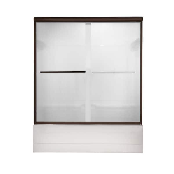 American Standard Euro 58.5 in. x 57 in. Semi-Frameless Sliding Tub Door in Oil-Rubbed Bronze with Clear Glass