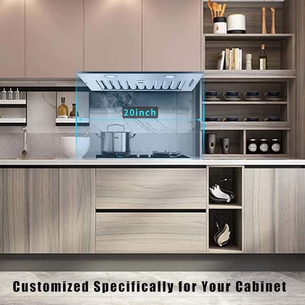 Built-in Range Hood 20in Kitchen Insert Stove Vent 800CFM Stainless Steel  w/LEDs