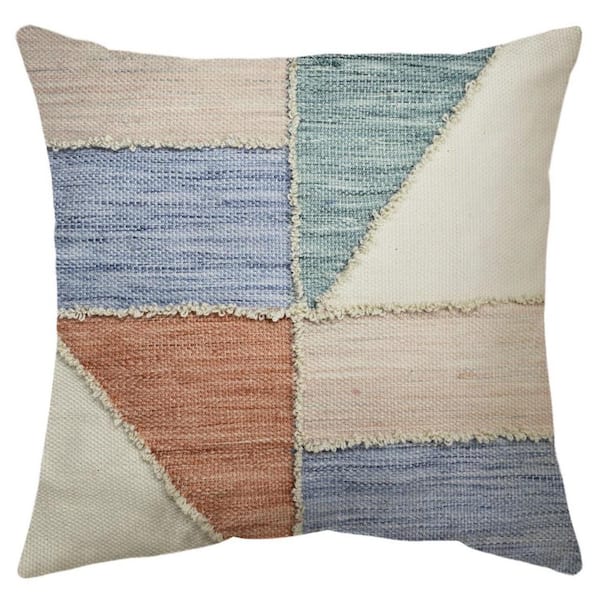 Unbranded 18 in. x 18 in. Woven Outdoor Multi-Recyled Polyester Throw Pillow