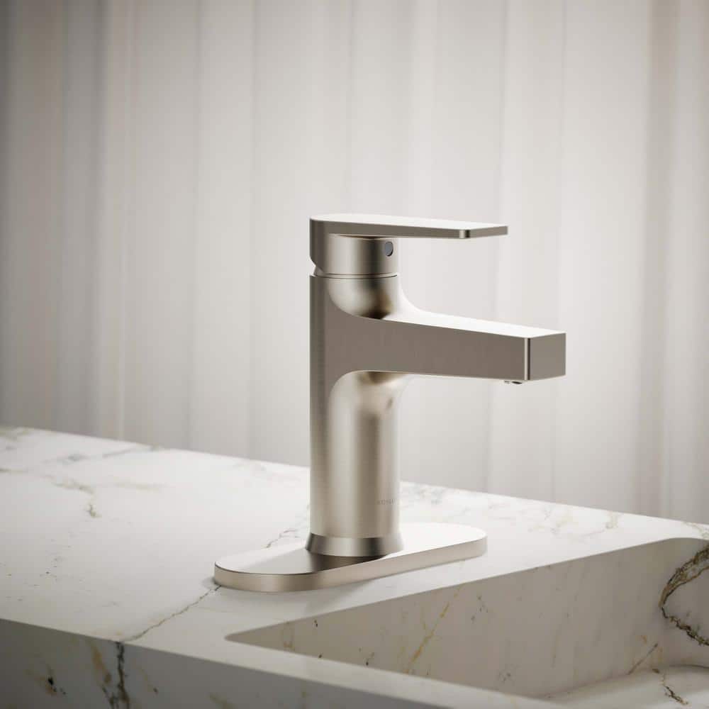 Taut Transitional Single-Handle Brushed Nickel Bathroom Faucet