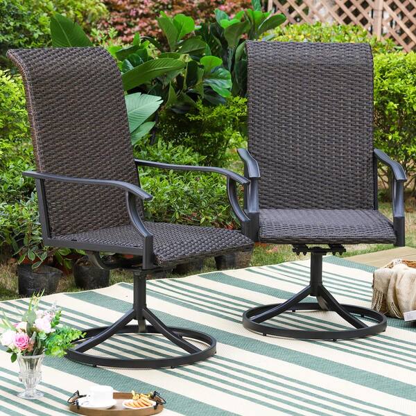 black rattan swivel chair