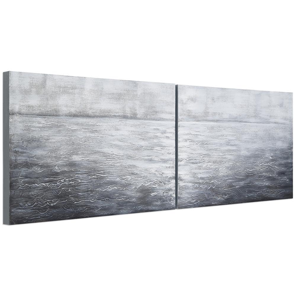 Silver Light Textured Abstract Hand Painted Canvas Set