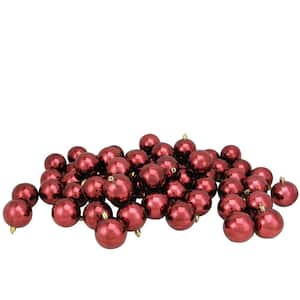 2.5 in. (60 mm) Burgundy Shatterproof Shiny Christmas Ball Ornaments (60-Count)