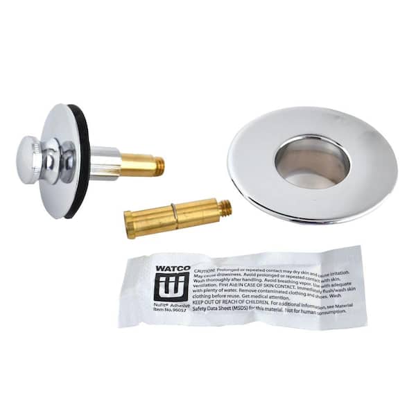 Watco NuFit Push Pull Bathtub Stopper with 3/8 in. to 5/16 in. Pin Adapter and Silicone in Chrome Plated