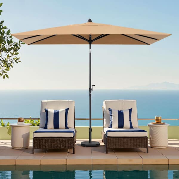 living accents 9 ft tiltable brown market patio umbrella quality polyester fabric with an aluminum frame Origin 21 9-ft Aluminum Red