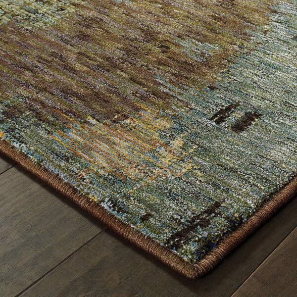 Eva Blue Brown 3 Ft X 5 Abstract, Blue Brown Rug