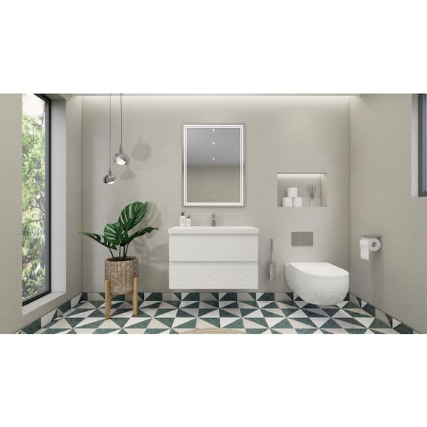Unbranded Bohemia 36 in. W Bath Vanity in High Gloss White with Reinforced Acrylic Vanity Top in White with White Basin