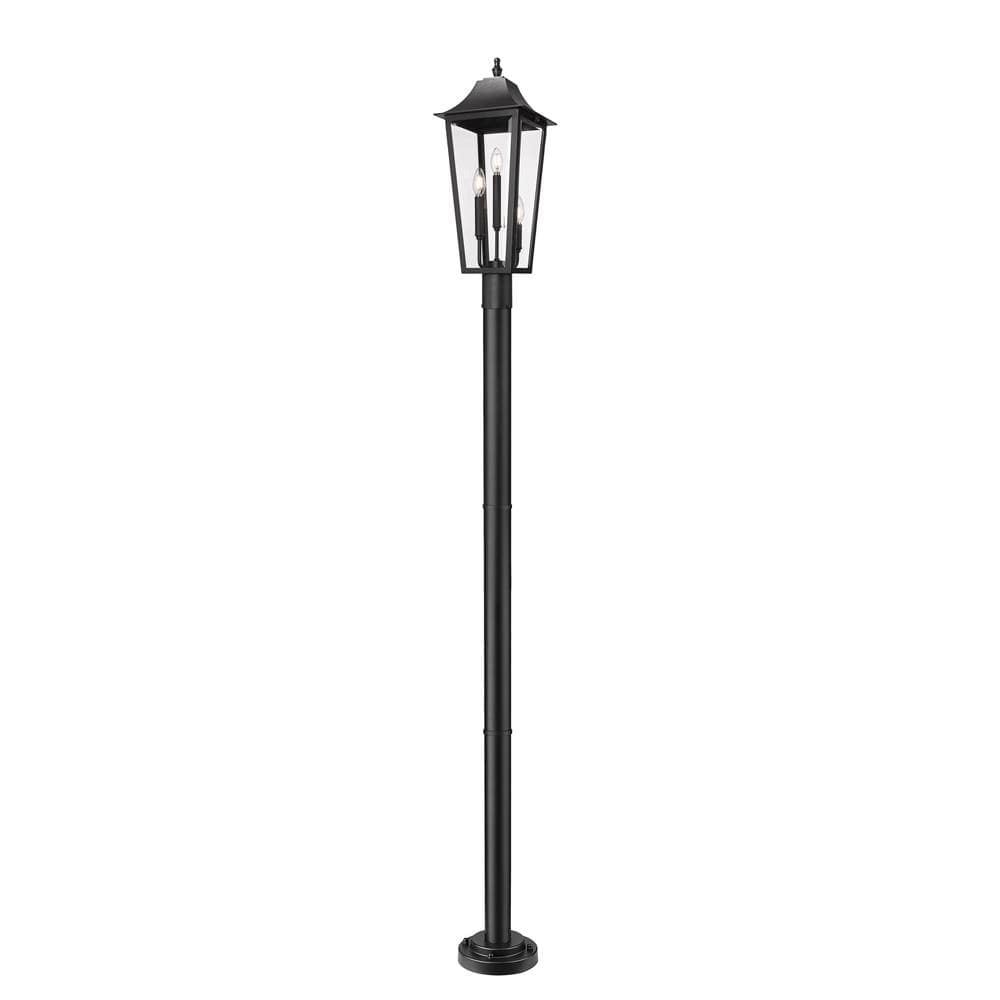 Gannon 3-Light Black Stainless Steel Hardwired Outdoor Marine Grade Post-Li