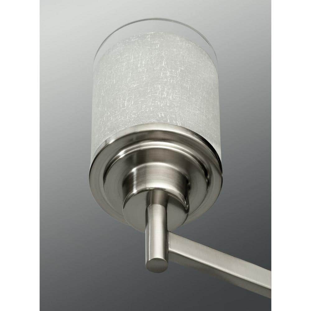 Alexa Brushed Nickel 6-Light Linear Chandelier with Frosted Glass Shades