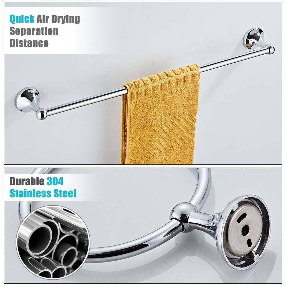 Chrome 4-Piece Bathroom Hardware Set with Adjustable Towel Bar