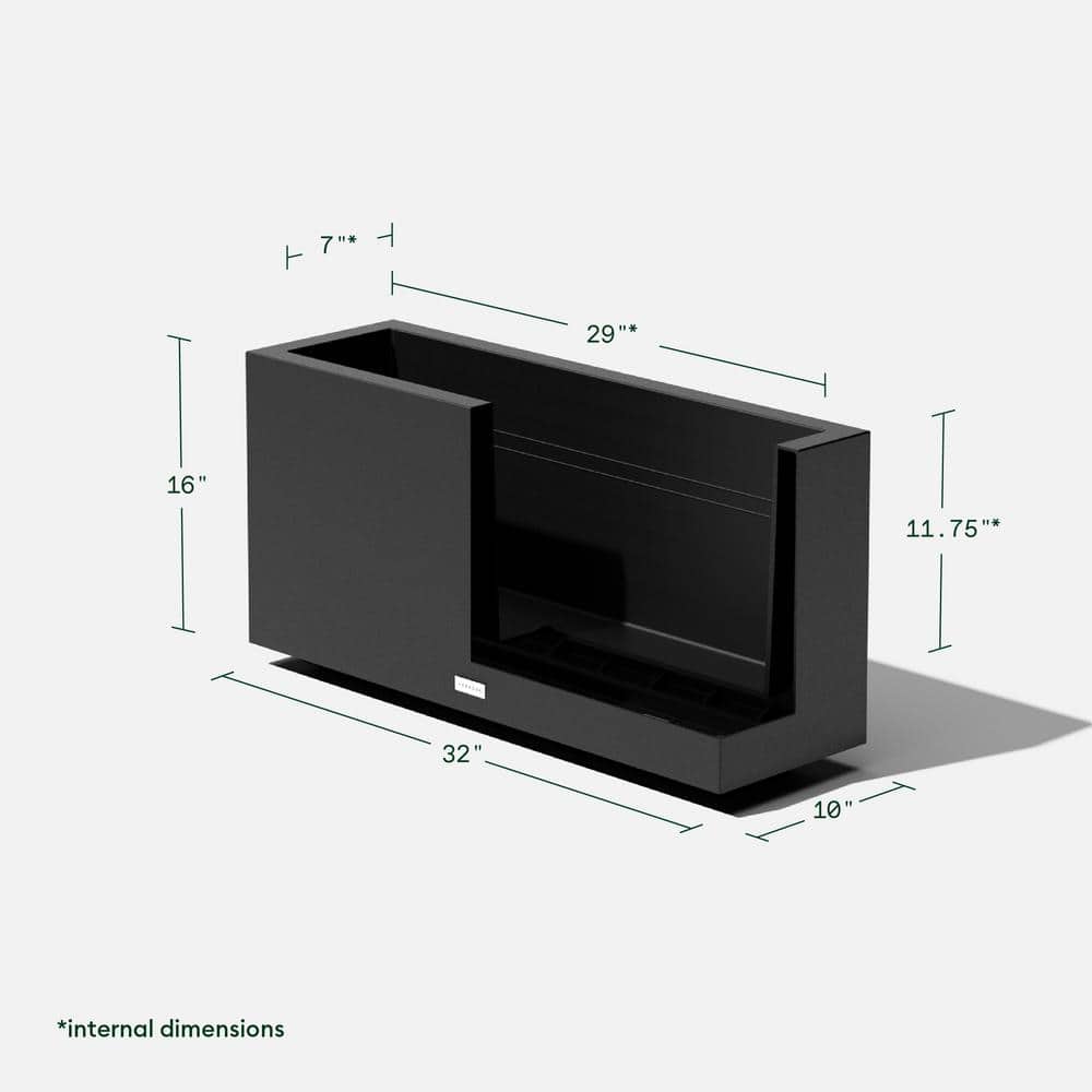 Veradek Black Rectangular Plastic Planter Box 32"