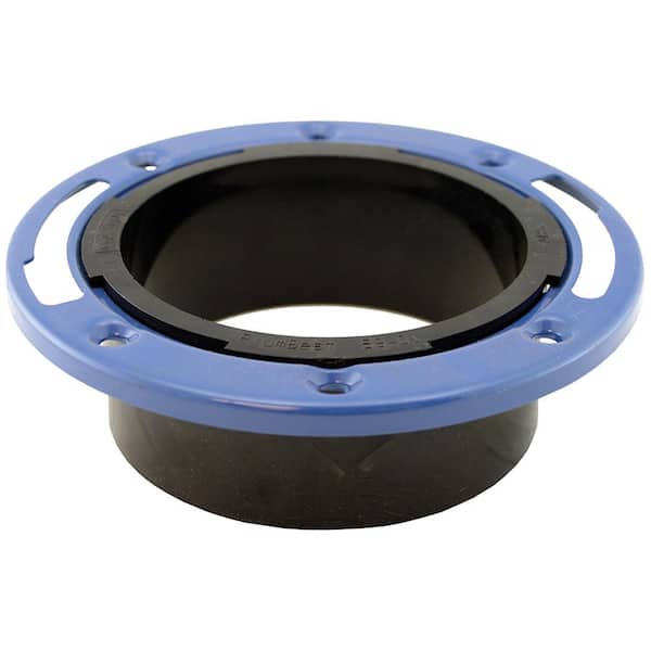 JONES STEPHENS 7 in. O.D. Plumbfit ABS Closet (Toilet) Flange with Metal Ring Less Knockout, Fits Over 4 in. Schedule 40 DWV Pipe