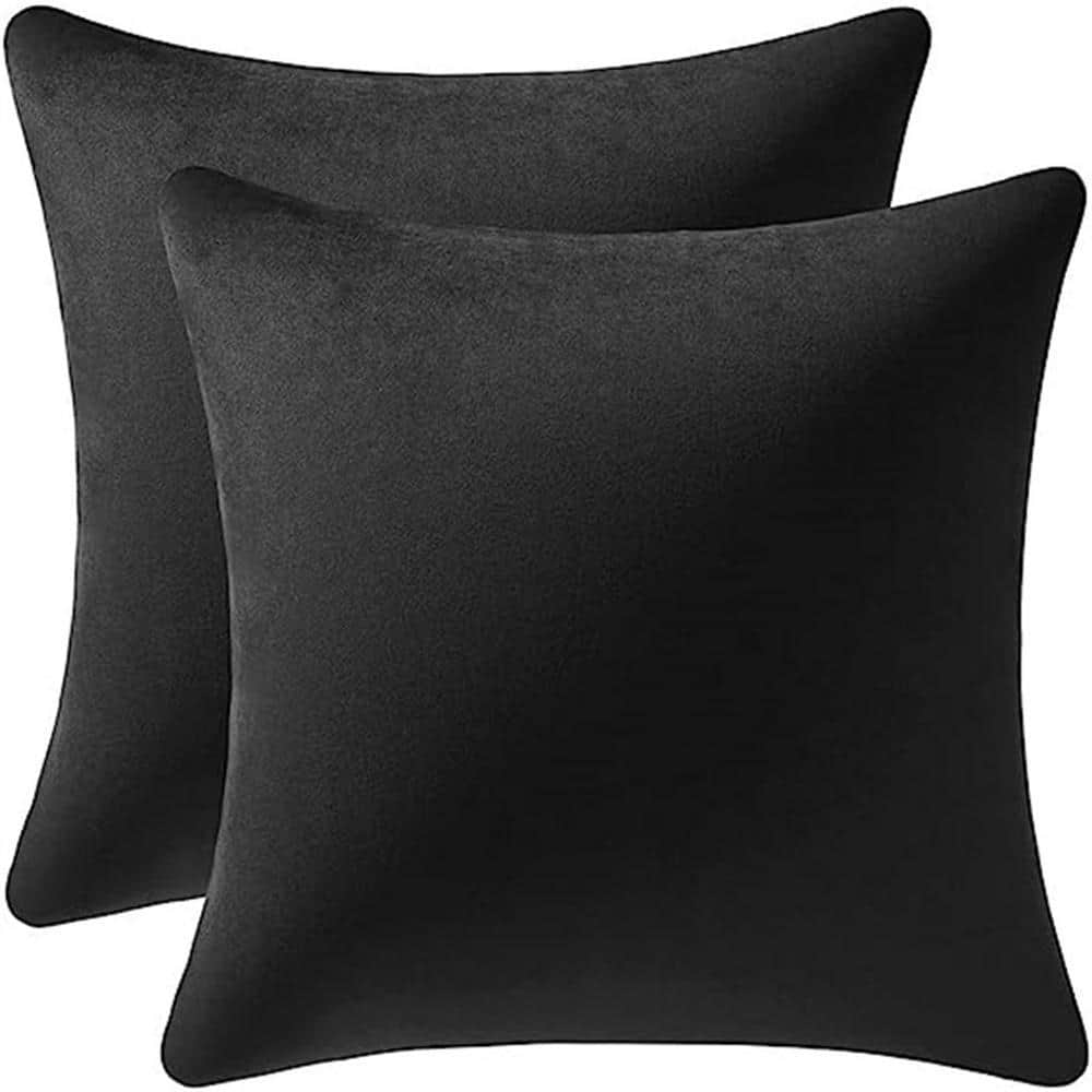 Dyiom Outdoor Decorative Pillow Covers 22x22 Black: 2 Pack Cozy Soft Velvet Square Throw Pillow Cases for Farmhouse Home Decor B07Y7XMGJH