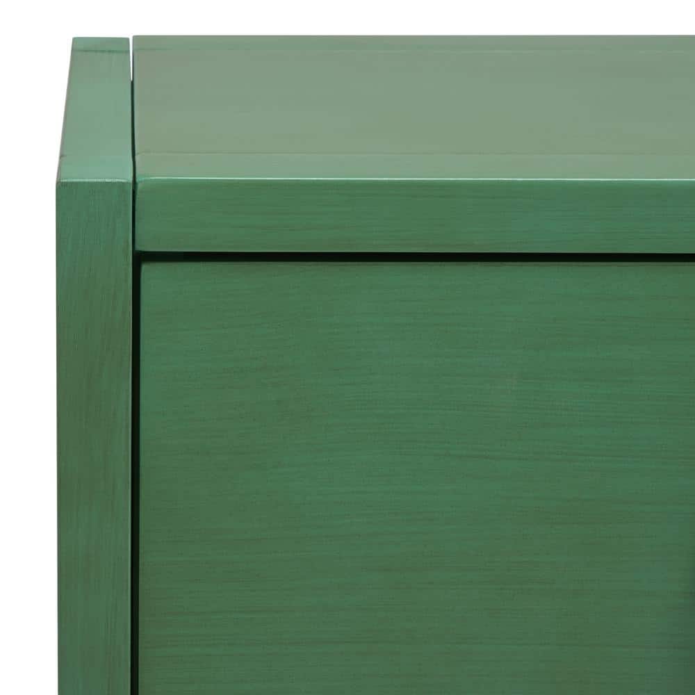Sadie Turquoise Iron and Wood Console Table with Storage