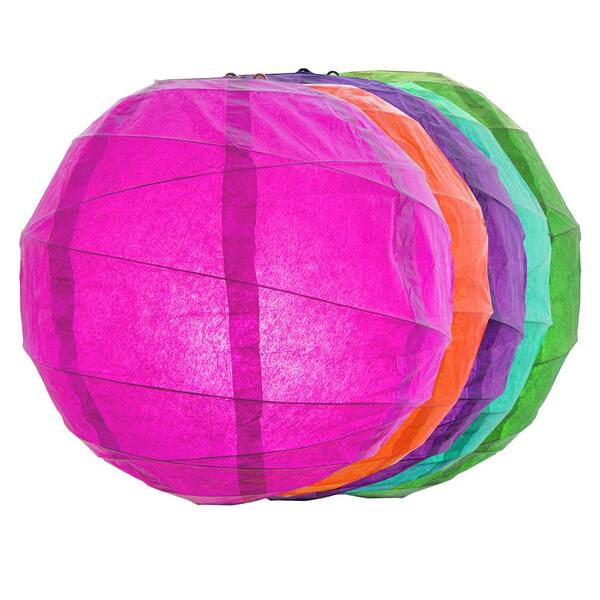 LUMABASE CrissCross 12 in. x 12 in. Multi Color Round Paper Lantern (5-Pack)